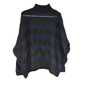 ZARA Striped Mock Neck‎ Oversized Knit Sweater Wool/ Alpaca Blend Women's Size M